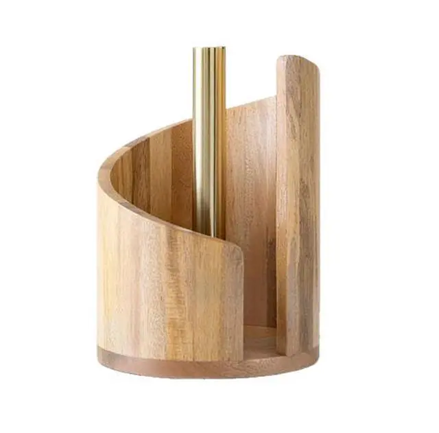 Alt view image 3 of 5 - Wooden desktop tissue holder for home office storage of roll paper, decoration for living room and bedroom, storage box brown