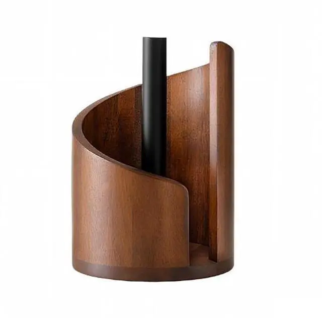Main image of Wooden desktop tissue holder for home office storage of roll paper, decoration for living room and bedroom, storage box brown