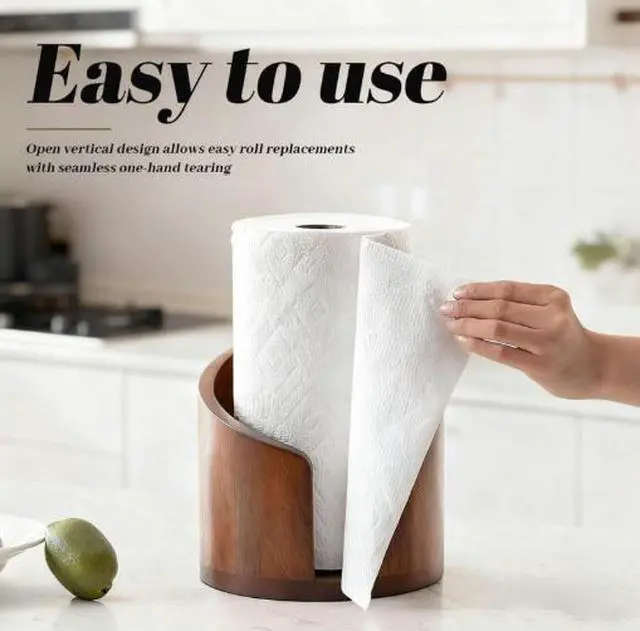 Alt view image 5 of 5 - Wooden desktop tissue holder for home office storage of roll paper, decoration for living room and bedroom, storage box brown