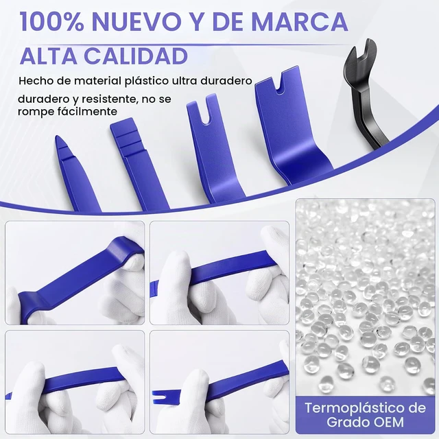 Alt view image 5 of 6 - de 5 herramientas de extracción de tapicería de automóvil, juego de herramientas de extracción de plástico sin arañazos - Juego de clips para panel de puerta interior para instalador de