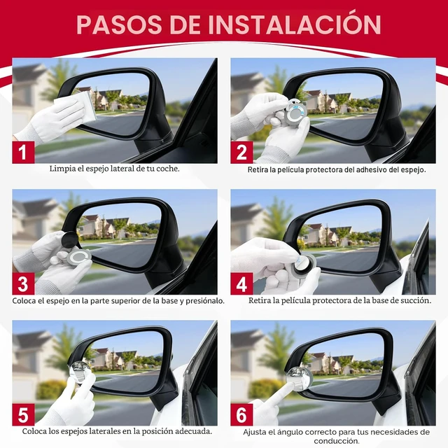 Alt view image 2 of 6 - Espejo de Punto Ciego, 2 pulgadas, redondo, de vidrio HD, sin marco, retrovisores convexos, accesorios exteriores con ángulo amplio ajustable adhesivo para automóvil, SUV y camiones, paquete de