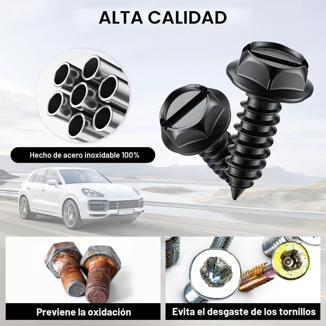 Alt view image 2 of 7 - Tornillos de matrícula inoxidables para asegurar marcos y cubiertas de matrícula en automóviles y camiones, 4 juegos de pernos de montaje autorroscantes de acero inoxidable de alta calidad