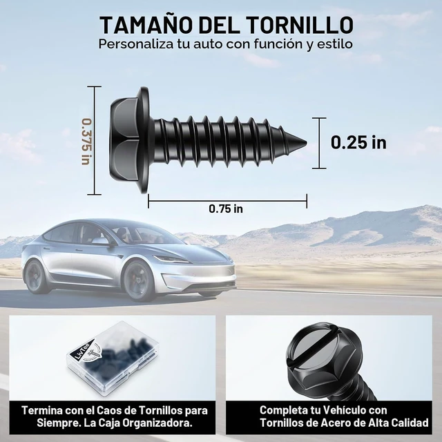 Alt view image 7 of 7 - Tornillos de matrícula inoxidables para asegurar marcos y cubiertas de matrícula en automóviles y camiones, 4 juegos de pernos de montaje autorroscantes de acero inoxidable de alta calidad