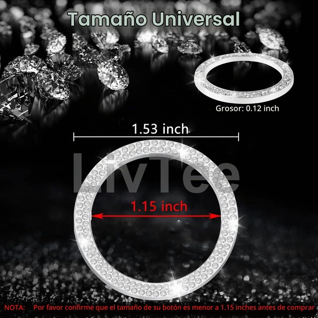 Alt view image 3 of 6 - 2 piezas de anillos de decoración para botón de encendido y apagado del motor del automóvil con doble diamante de imitación de cristal, accesorios brillantes para interior de auto para mujeres