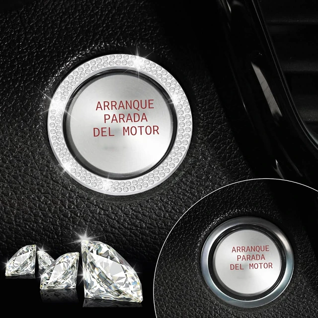 Alt view image 2 of 6 - 2 piezas de anillos de decoración para botón de encendido y apagado del motor del automóvil con doble diamante de imitación de cristal, accesorios brillantes para interior de auto para mujeres