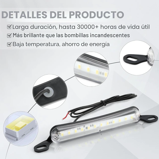 Alt view image 2 of 5 - Luz LED para matrícula, montaje extremadamente brillante para remolque, UTV, ATV, camión, RV, barco, xenón blanco (6000 K)
