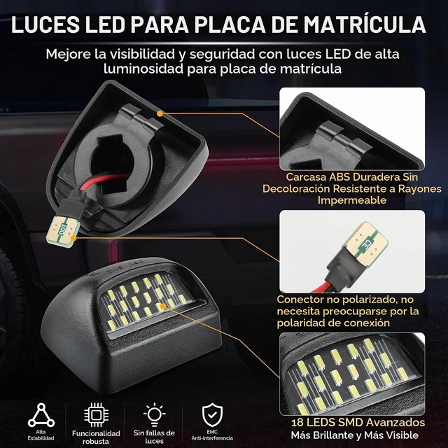 Alt view image 5 of 6 - Conjunto de luz LED para matrícula, luz de etiqueta para Chevy Silverado 1500 2500 3500 1999-2013, Tahoe, Suburban, compatible con GMC Sierra, Yukon XL, se adapta a Cadillac Escalade
