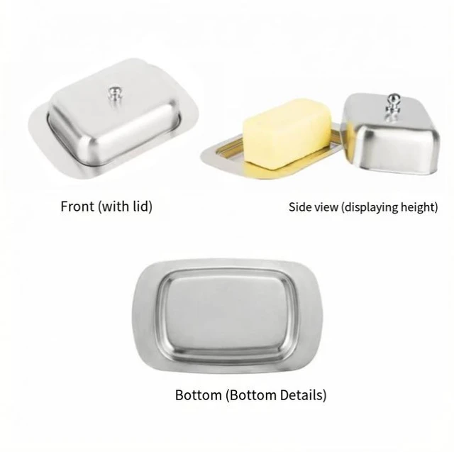 Alt view image 2 of 5 - Butter Dish with Lid and Knife, Stainless Steel Butter Container for Fridge,Stainless steel butter dish with lid Includes butter knife Keeps butter fresh Sealed fridge storage
