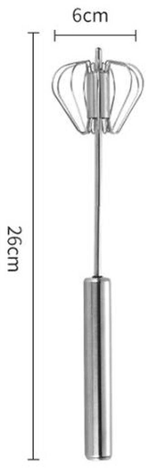 Main image of Push Whisk Egg Beater, Stainless Steel Hand Whisk Mixer for Eggs Cream,Press handle to spin the whisk Stainless steel wires Mixes eggs cream and batter No batteries needed