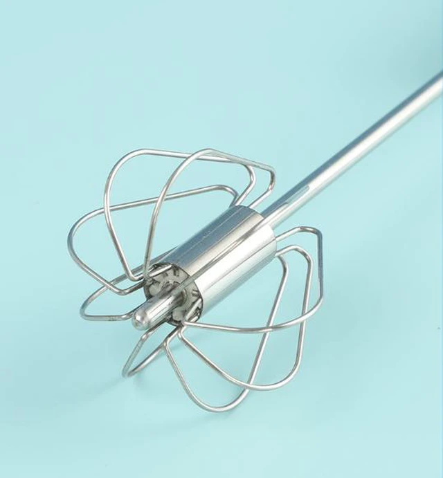 Alt view image 5 of 5 - Push Whisk Egg Beater, Stainless Steel Hand Whisk Mixer for Eggs Cream,Press handle to spin the whisk Stainless steel wires Mixes eggs cream and batter No batteries needed