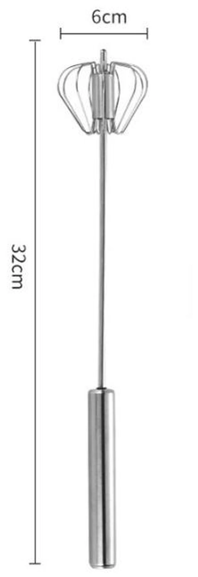 Main image of Push Whisk Egg Beater, Stainless Steel Hand Whisk Mixer for Eggs Cream,Press handle to spin the whisk Stainless steel wires Mixes eggs cream and batter No batteries needed 10 inches