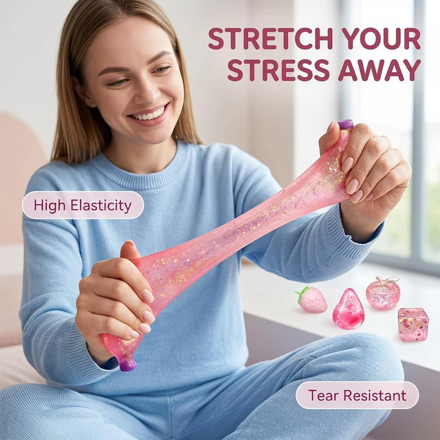 Alt view image 3 of 7 - Fruity Crystal Squishy Toy Set 6 Pack - Pink Glitter Slow Rise Stress