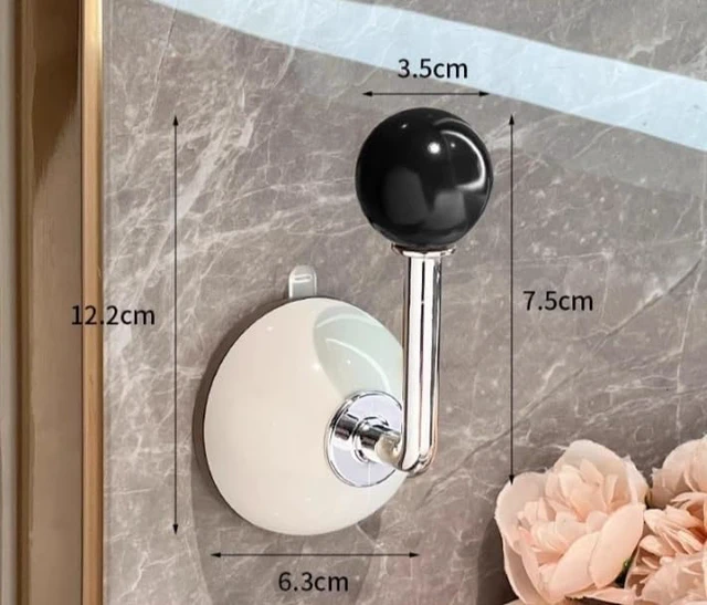 Alt view image 6 of 6 - Adhesive Wall Hooks No Drilling Suction Cup Hook for Hanging Coats Bags Towels Robes Keys, Waterproof Removable Bathroom Bedroom Door Hook, Decorative Ball Wall Hanger, Red
