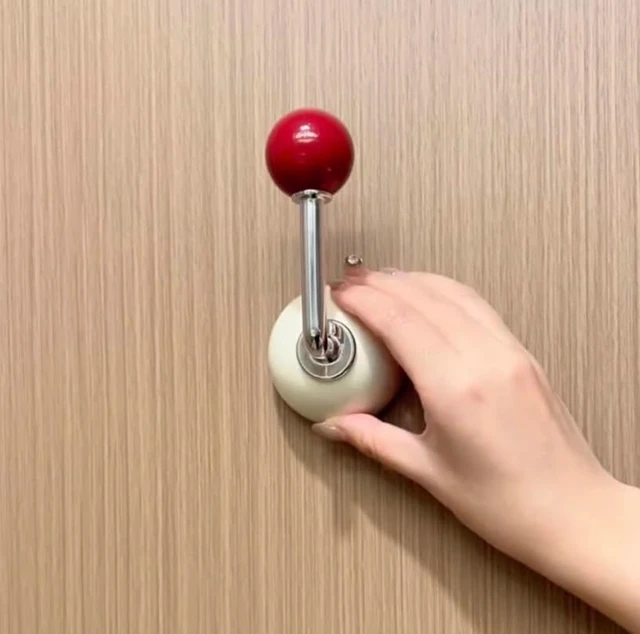 Alt view image 4 of 6 - Adhesive Wall Hooks No Drilling Suction Cup Hook for Hanging Coats Bags Towels Robes Keys, Waterproof Removable Bathroom Bedroom Door Hook, Decorative Ball Wall Hanger, Red