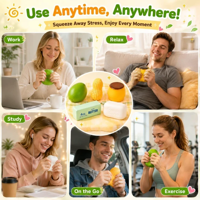 Alt view image 4 of 7 - Crunchy Squishy Slow Rise Squeeze Stress Ball 5PCS ASMR Filled Moldable Toy
Butter, Mango, Peanut, Soap, Pudding Styles, Stress Stick Rebound, Calming Desk Decor, Party Favor for Adults