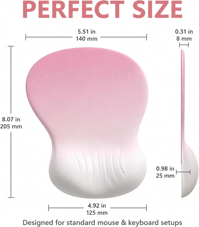 Alt view image 3 of 7 - Ergonomic Wrist Rest Mouse Pad with Memory Foam -, Non-Slip Base, Soft & Comfortable Mouse Pad with Wrist Support for Computer, Laptop, Office & Gaming.,Gradient Pink