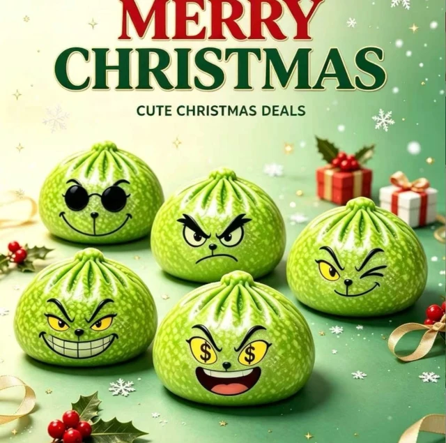 Alt view image 3 of 4 - Grinch Christmas Edition Green-Haired Monster Green-Thumb Baozi Stress-Relieving Squeezing Fun Gift Blind Box Creative Simulation Ventilation Play Set