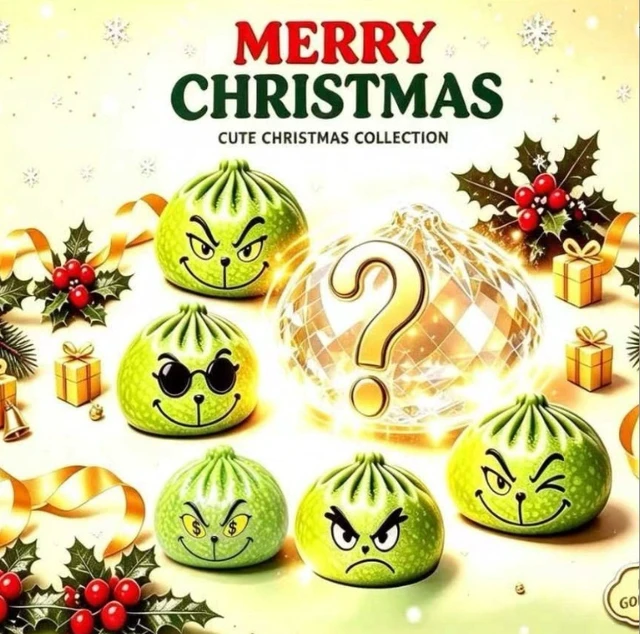 Alt view image 4 of 4 - Grinch Christmas Edition Green-Haired Monster Green-Thumb Baozi Stress-Relieving Squeezing Fun Gift Blind Box Creative Simulation Ventilation Play Set