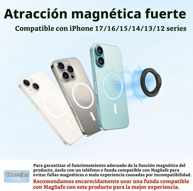 Alt view image 2 of 6 - Soporte magnético de silicona con anillo para teléfono, soporte giratorio con anillo para dedo, suave y portátil, fuerte atracción magnética, compatible con funda Magsafe para teléfono (negro)