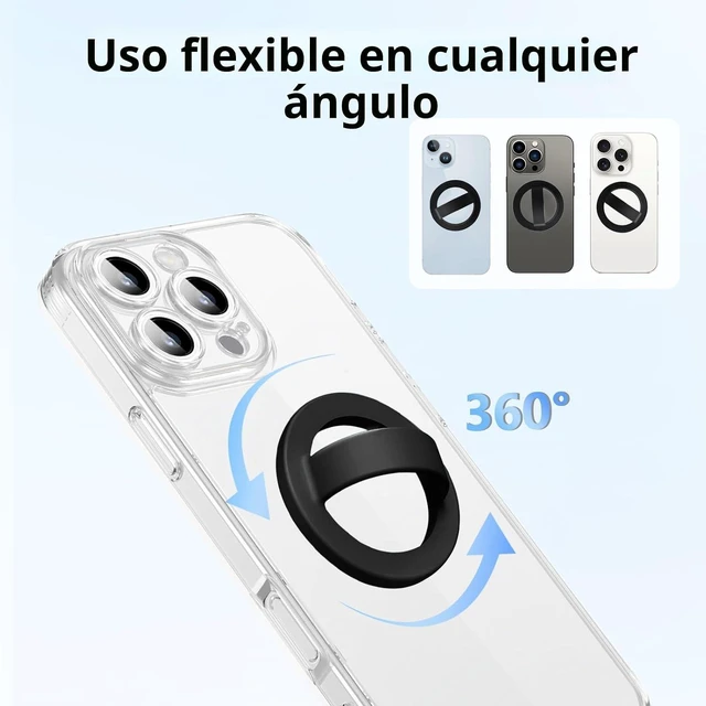 Alt view image 6 of 6 - Soporte magnético de silicona con anillo para teléfono, soporte giratorio con anillo para dedo, suave y portátil, fuerte atracción magnética, compatible con funda Magsafe para teléfono (negro)