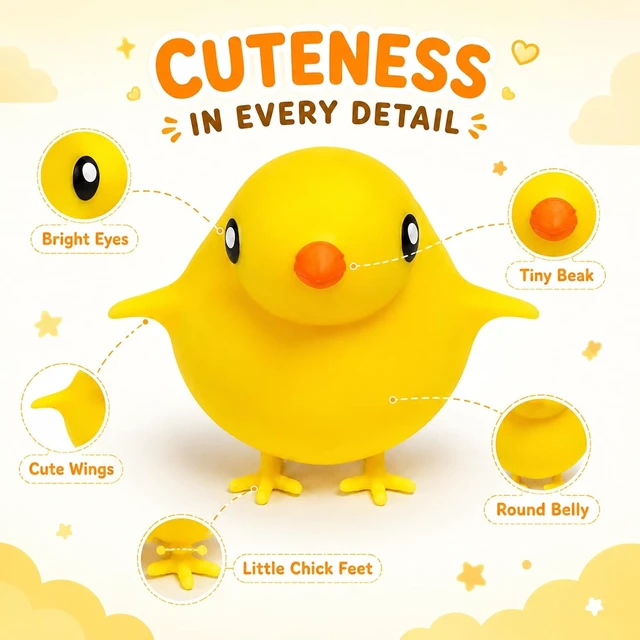 Alt view image 6 of 7 - Paquete de 4 juguetes sensoriales para aliviar el estrés, juguetes de pollo kawaii para niños con autismo, TDAH, recuerdos de fiesta de cumpleaños para niños y adultos,Office stress relief