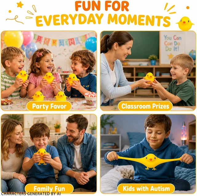 Alt view image 3 of 7 - Paquete de 4 juguetes sensoriales para aliviar el estrés, juguetes de pollo kawaii para niños con autismo, TDAH, recuerdos de fiesta de cumpleaños para niños y adultos,Office stress relief