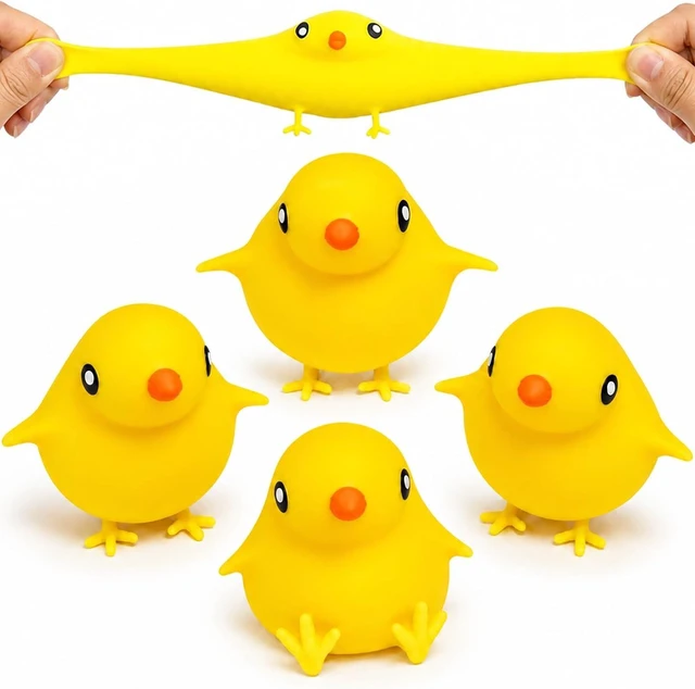 Main image of Paquete de 4 juguetes sensoriales para aliviar el estrés, juguetes de pollo kawaii para niños con autismo, TDAH, recuerdos de fiesta de cumpleaños para niños y adultos,Office stress relief