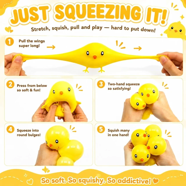 Alt view image 4 of 7 - Paquete de 4 juguetes sensoriales para aliviar el estrés, juguetes de pollo kawaii para niños con autismo, TDAH, recuerdos de fiesta de cumpleaños para niños y adultos,Office stress relief