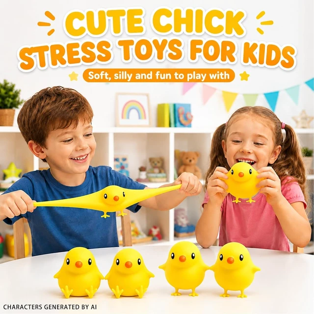 Alt view image 2 of 7 - Paquete de 4 juguetes sensoriales para aliviar el estrés, juguetes de pollo kawaii para niños con autismo, TDAH, recuerdos de fiesta de cumpleaños para niños y adultos,Office stress relief