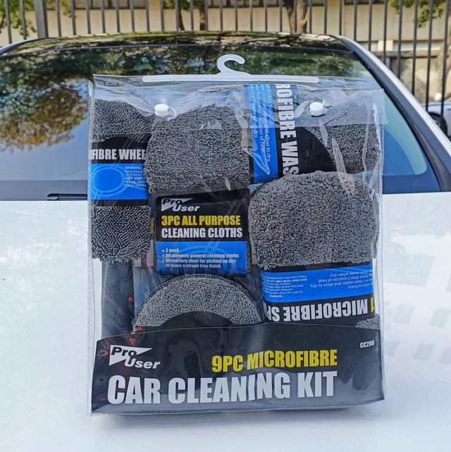 Main image of Car cleaning 9-piece set: Car cleaning cloth, home car washing gloves, car washing towel, rag, waxing sponge, hub brush