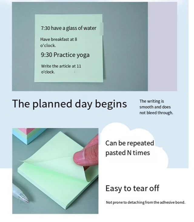 Alt view image 3 of 4 - Sticky Notes 3x3 Inch, Bright Color Self-Stick Note Pads, 100 Sheets, Removable Adhesive