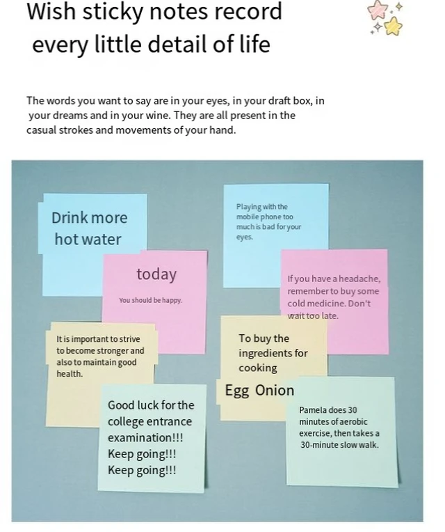 Alt view image 4 of 4 - Sticky Notes 3x3 Inch, Bright Color Self-Stick Note Pads, 100 Sheets, Removable Adhesive