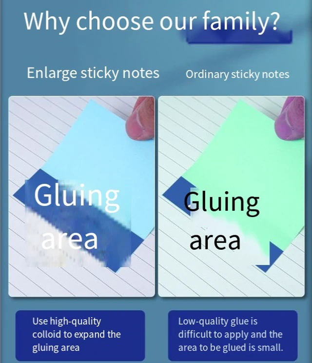 Alt view image 2 of 4 - Sticky Notes 3x3 Inch, Bright Color Self-Stick Note Pads, 100 Sheets, Removable Adhesive
