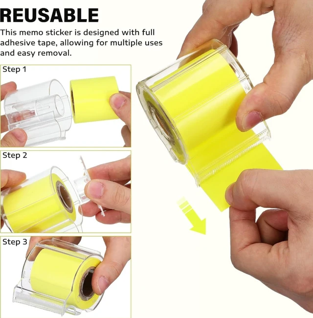 Alt view image 2 of 5 - Roll Sticky Notes with Dispenser Case, Tear-Off Self Stick Notes for Lists Labels Reminders
