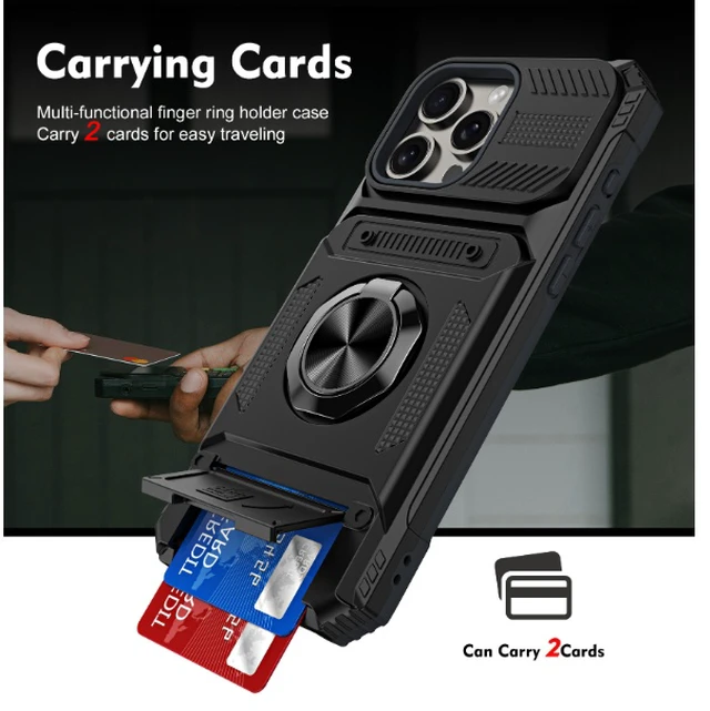 Alt view image 2 of 6 - iPhone-compatible phone case with card slot - Apple, with card slot, can hold bank cards red iPhone 17 PRO