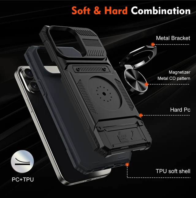 Alt view image 4 of 6 - iPhone-compatible phone case with card slot - Apple, with card slot, can hold bank cards red iPhone 17 PRO