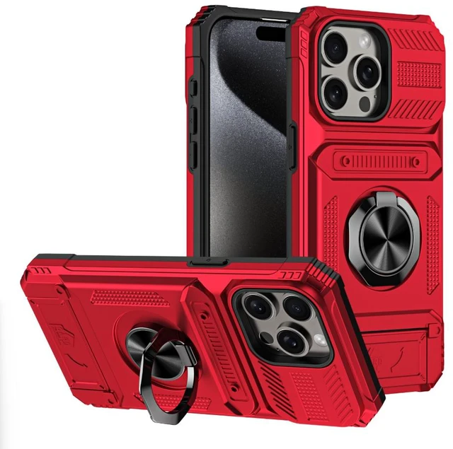 Main image of iPhone-compatible phone case with card slot - Apple, with card slot, can hold bank cards red iPhone 17 PRO