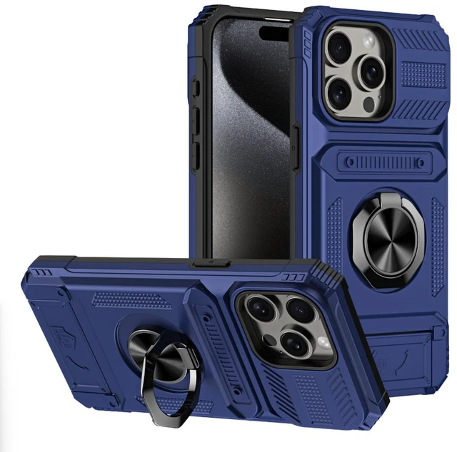 Main image of iPhone-compatible phone case with card slot - Apple, with card slot, can hold bank cards blue iPhone 17 PRO