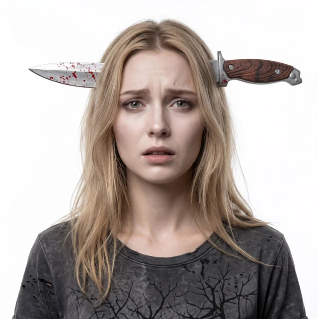 Alt view image 3 of 3 - Halloween hairband headband decoration items, ghost festival realistic headwear with sharp knives and kitchen knives, head clasps, clothing headpieces