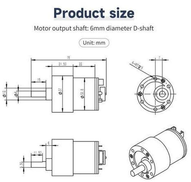 Alt view image 2 of 6 - DC Motors 12V 7.4V High Torque Electric Geared Motor for DIY Toys Science Experiments (520 Motor 205RPM)