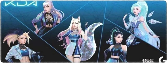 Main image of Large Gaming Mouse Pad for Kda Akali Ahri Kaisa Evelynn, Extended Long Desk Pad 11.8"X31.5" League of Legends Mousepad Non-Slip Rubber Stitched Edges Keyboard Pad for Computers Laptop