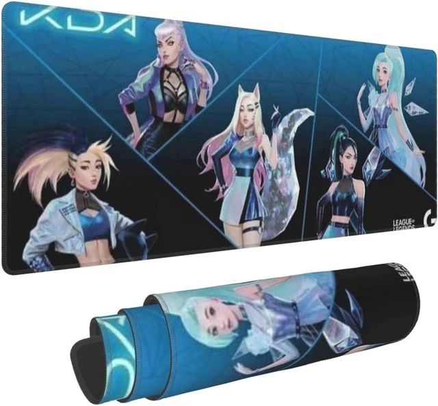 Alt view image 3 of 6 - Large Gaming Mouse Pad for Kda Akali Ahri Kaisa Evelynn, Extended Long Desk Pad 11.8"X31.5" League of Legends Mousepad Non-Slip Rubber Stitched Edges Keyboard Pad for Computers Laptop