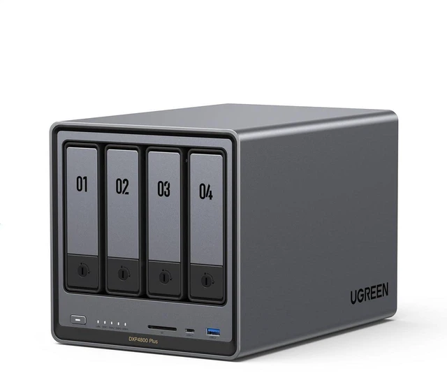 Main image of UGREEN NASync DXP4800 Plus 4-Bay Desktop NAS, Intel Pentium Gold 8505 5-Core CPU, 8GB DDR5 RAM, 128G SSD, 1 * 10GbE, 1 * 2.5GbE, 2 * M.2 NVMe Slots, 4K HDMI, Network Attached Storage (Diskless)