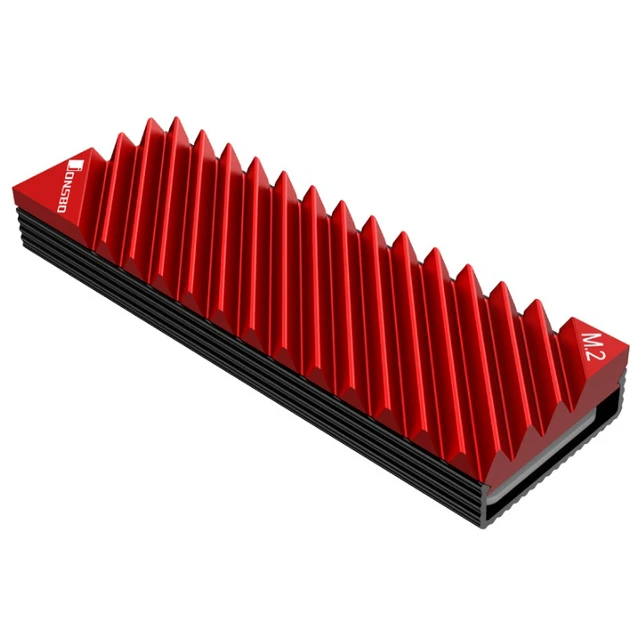 Alt view image 2 of 3 - M.2-3 Red Gray Computer Solid State Drive Heat Sink M.2 2280 Passive Cooler black