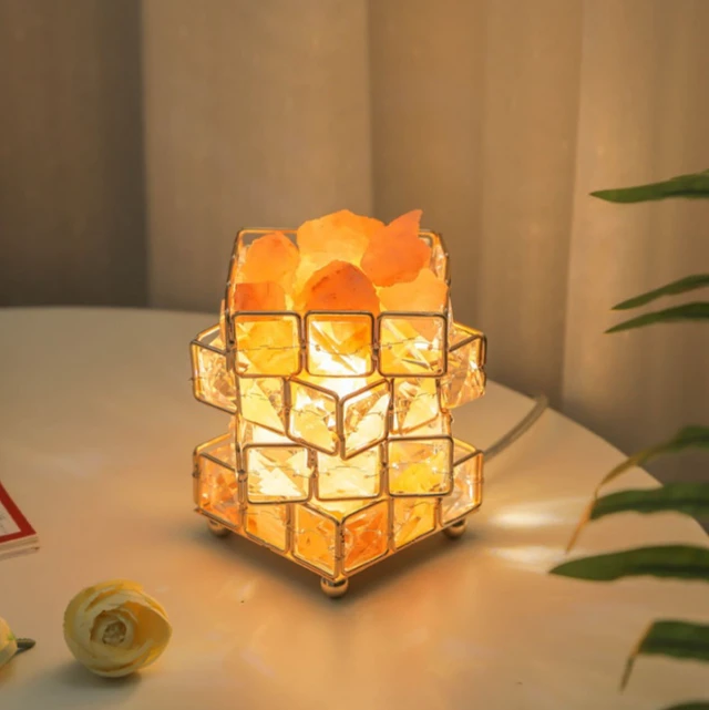 Alt view image 3 of 3 - Magic Cube Four-Layer Crystal Desk Lamp, Natural Crystal Salt Stone Headboard Atmosphere Lamp, Decorative Desk Lamp, Aromatherapy Night Light