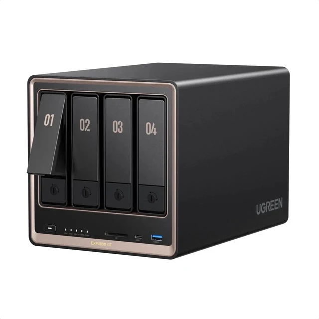 Alt view image 2 of 6 - UGREEN NASync DXP4800 GT 4-bay NAS, AMD Ryzen Embedded R2514, Dual 10GbE GbE LAN, Dual M.2 NVMe SSD Slots, Diskless