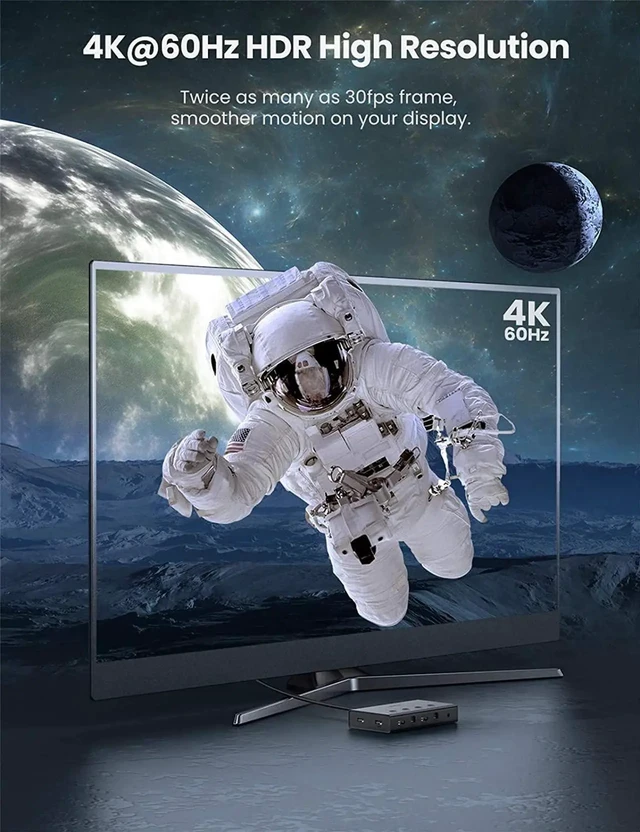 Alt view image 6 of 7 - UGREEN HDMI KVM Switch 4 in 1 Out 4K 60Hz USB Switcher Box Keyboard Mouse Printer Monitor Sharing Selector with USB Hub for Laptop Desktop PS4 Xbox One