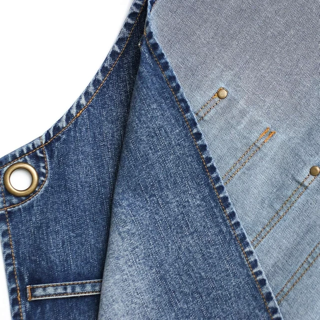 Alt view image 4 of 6 - Delantal de mezclilla con bolsillos para mujer y hombre - Estilo de lavado | Ajustable S a XXL, Azul mezclilla