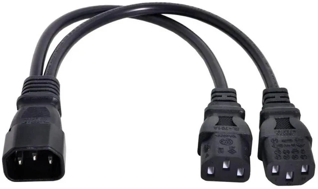Alt view image 2 of 7 - WRIARICH 2 Pack IEC C14 Male to Dual C13 Female Y Splitter Power Cord 10A 250V for PC Monitor PDU Printer Server Chassis