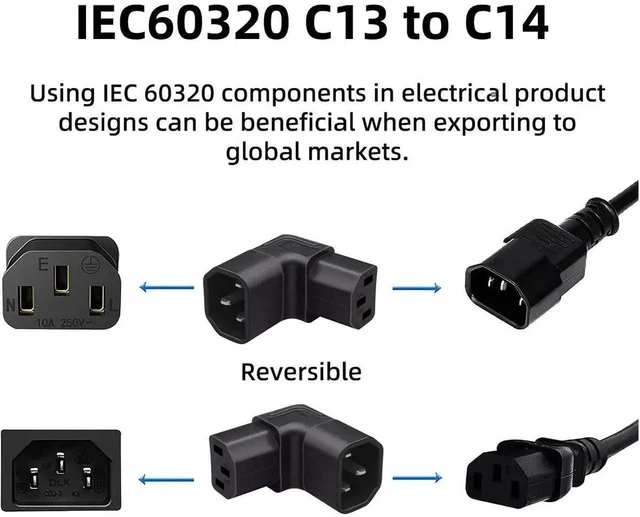 Alt view image 4 of 7 - WRIARICH 2 Pack IEC C14 Male to Dual C13 Female Y Splitter Power Cord 10A 250V for PC Monitor PDU Printer Server Chassis